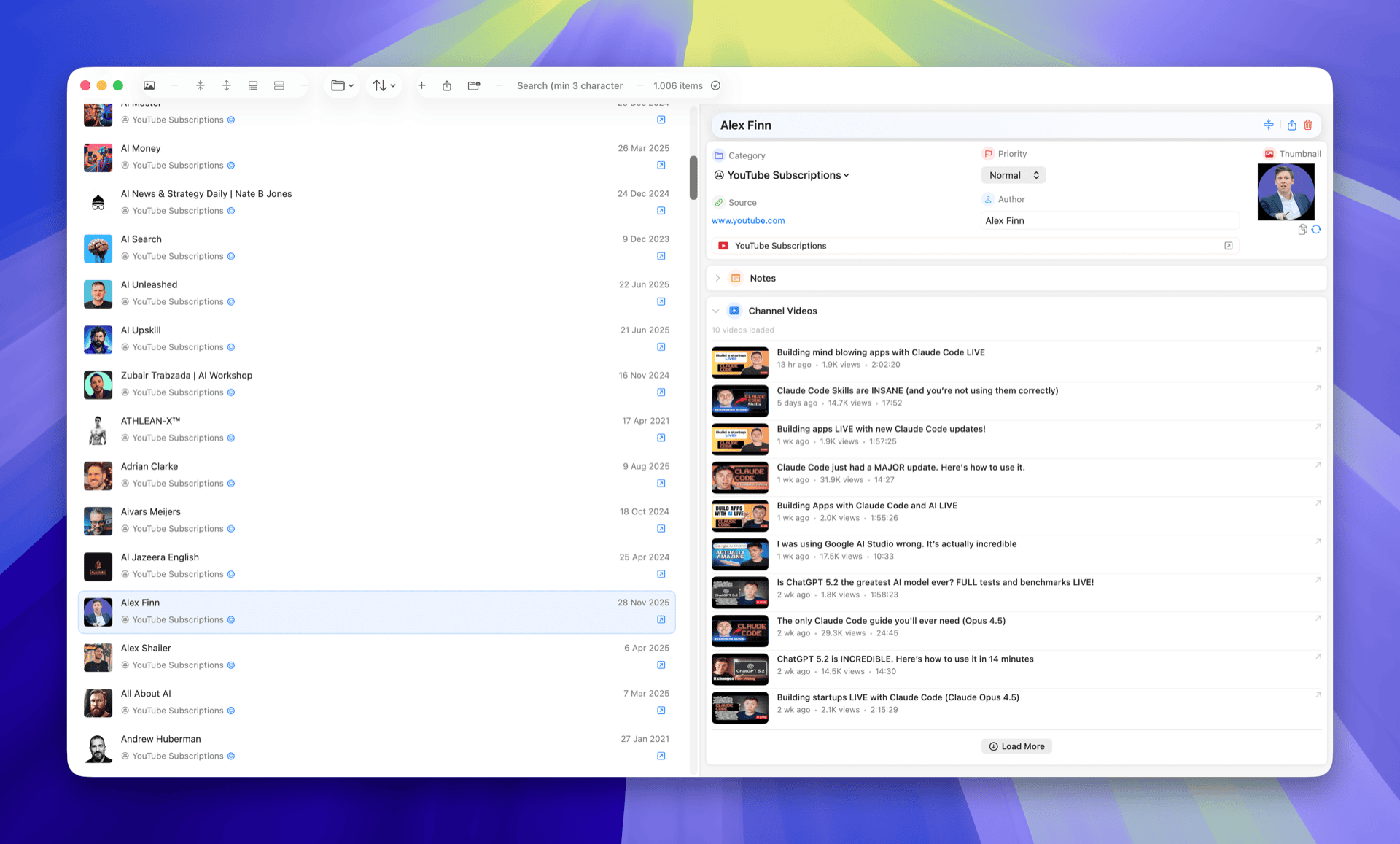 Corixa YouTube subscription video list showing recent videos from subscribed channels