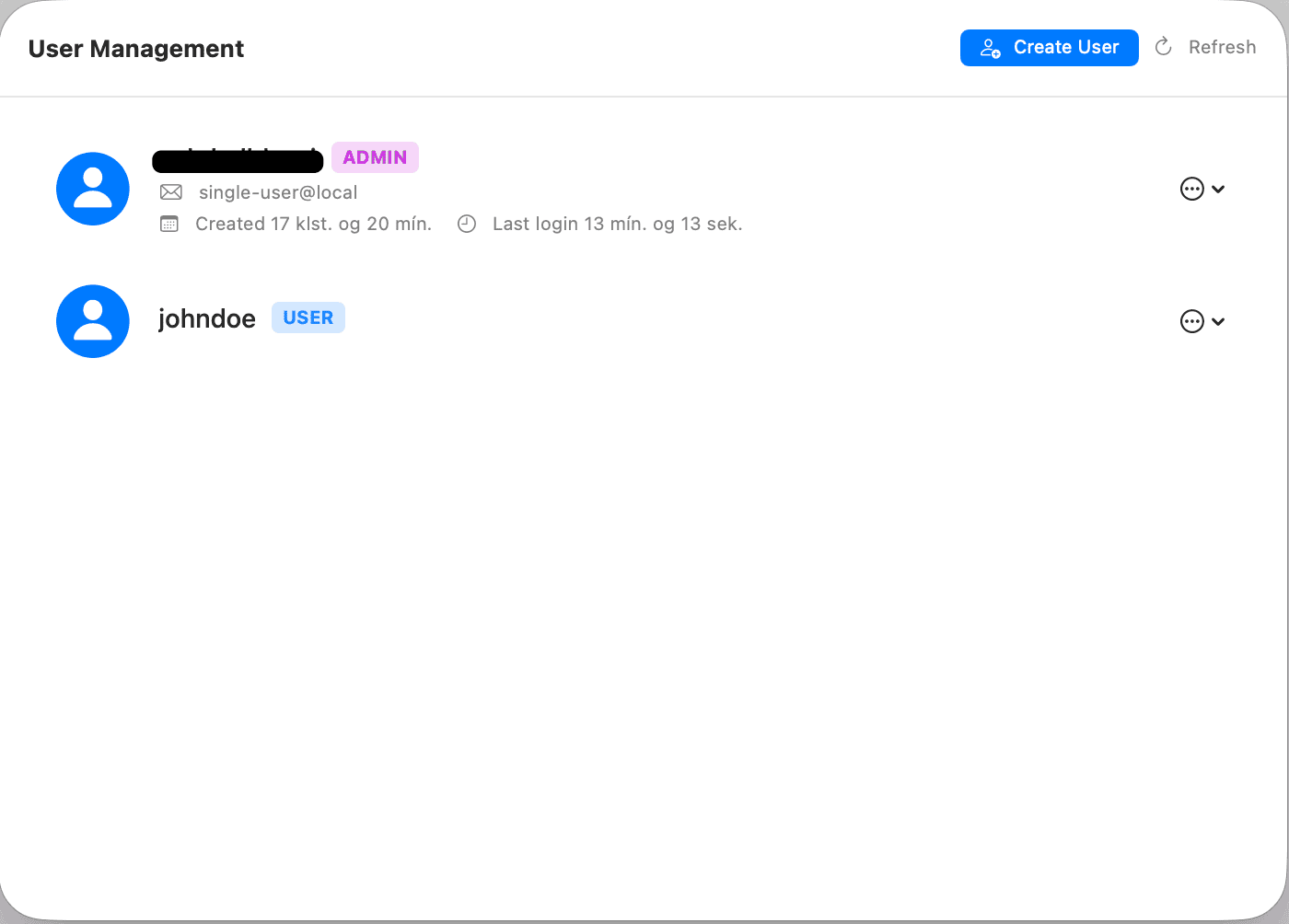 SafeRag User Management panel