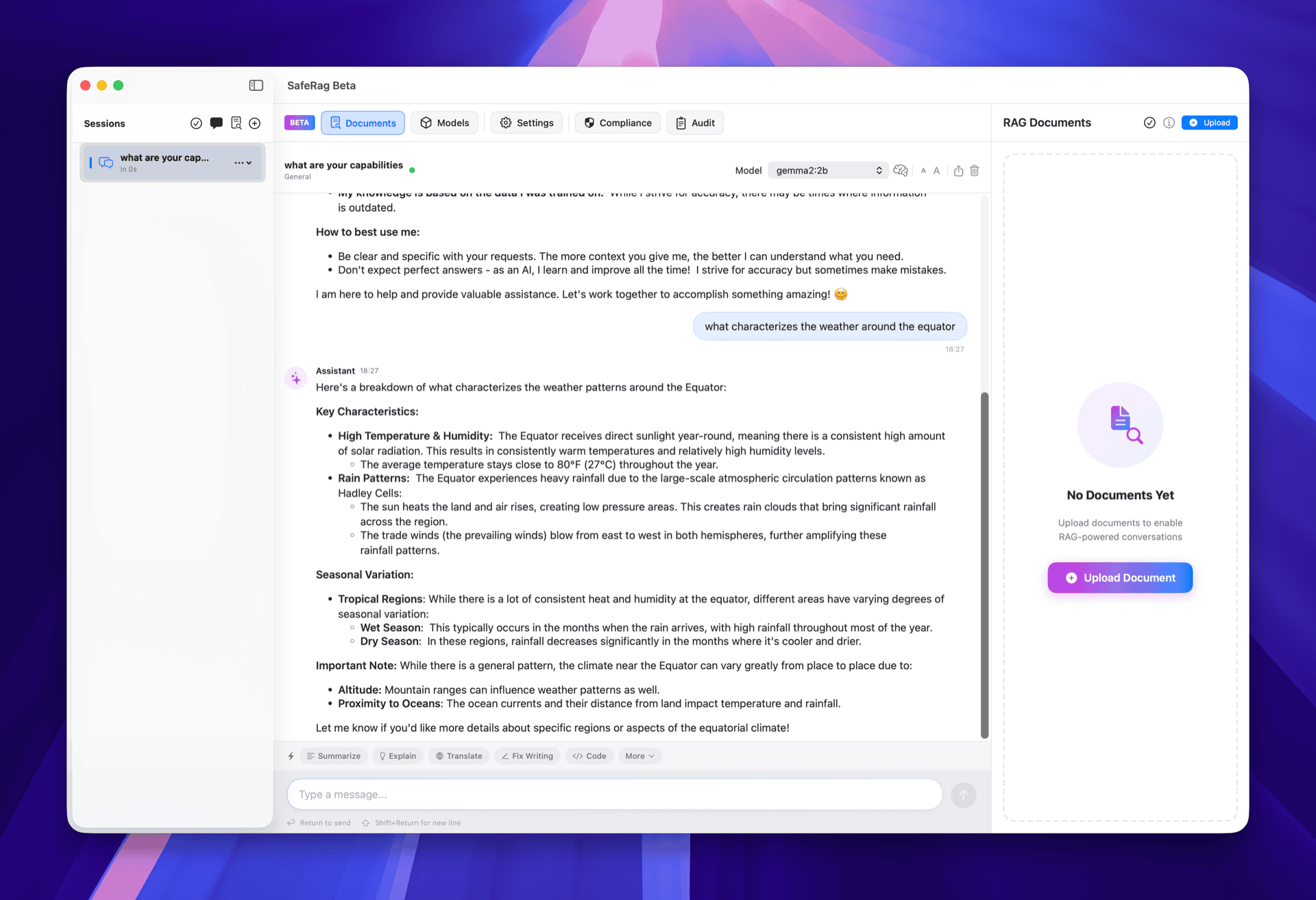 Chat conversation example