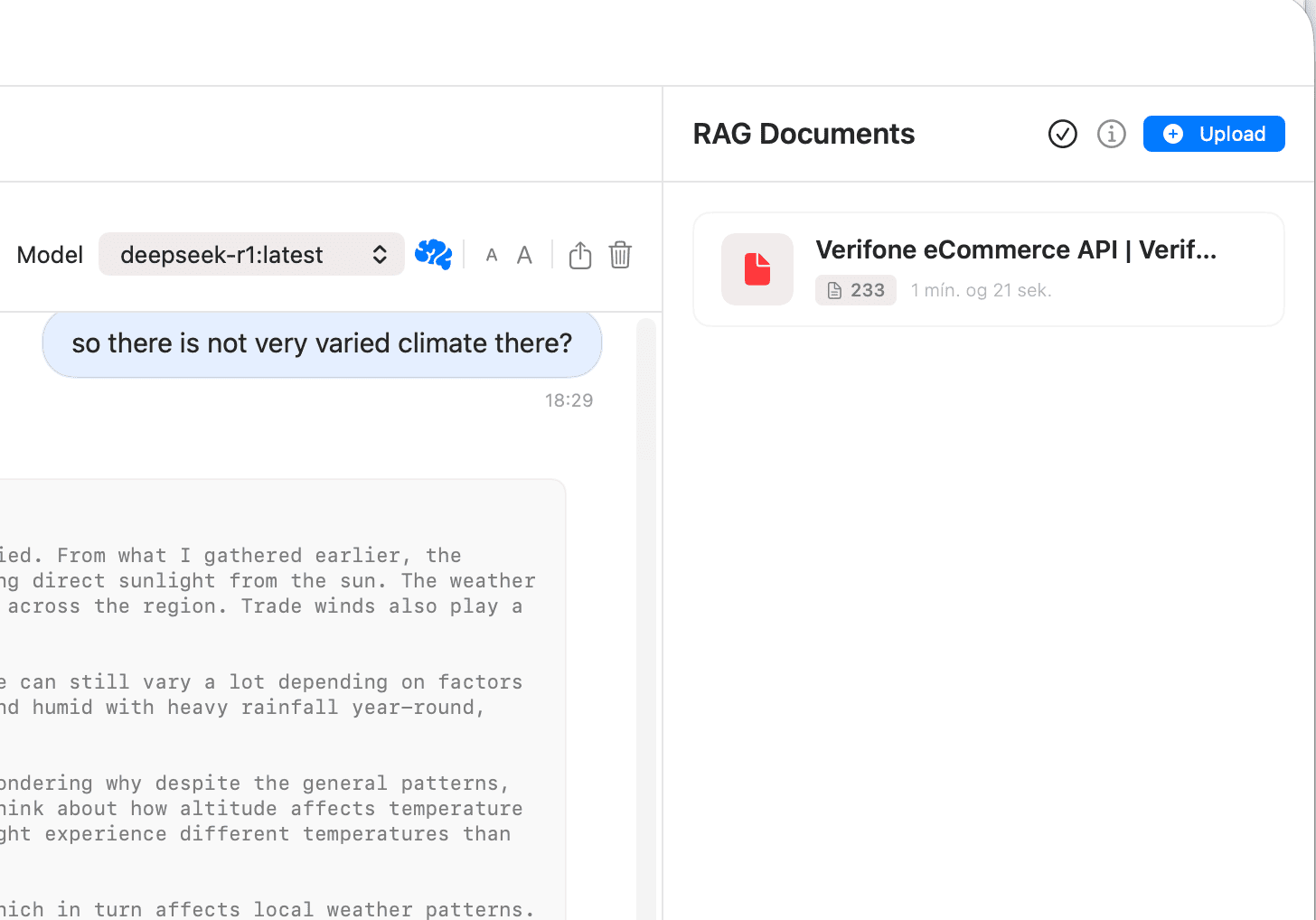 Documents view with upload area