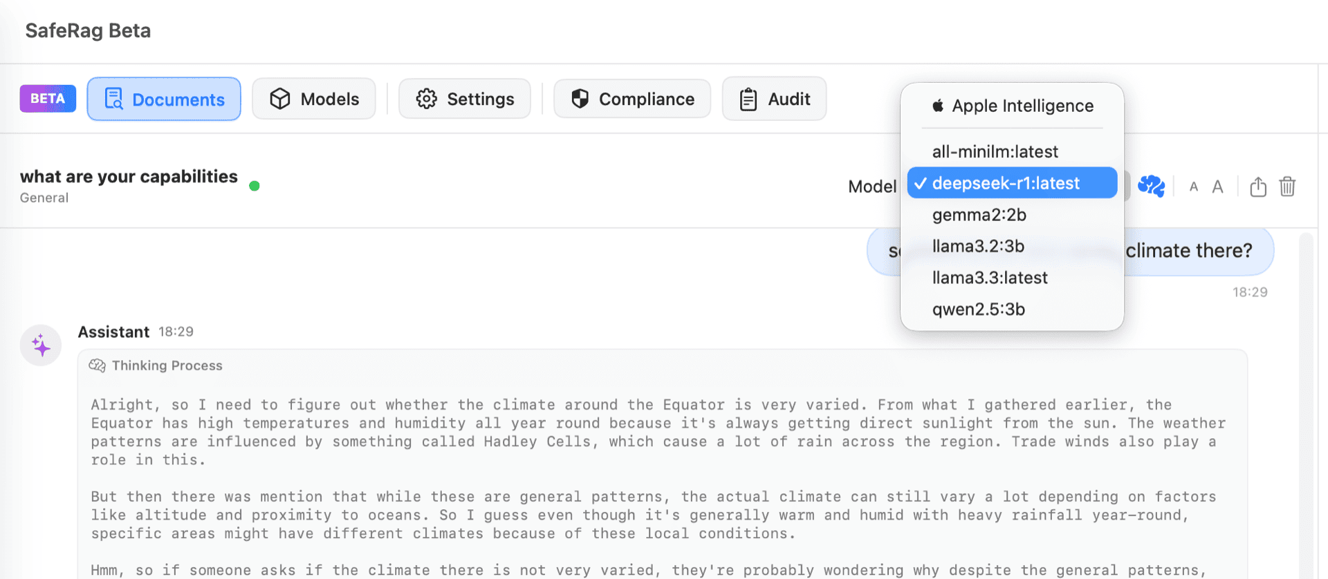 Model picker dropdown