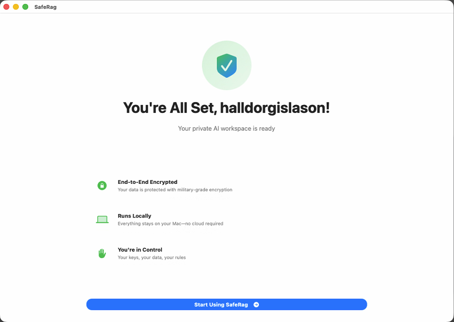 Onboarding complete screen
