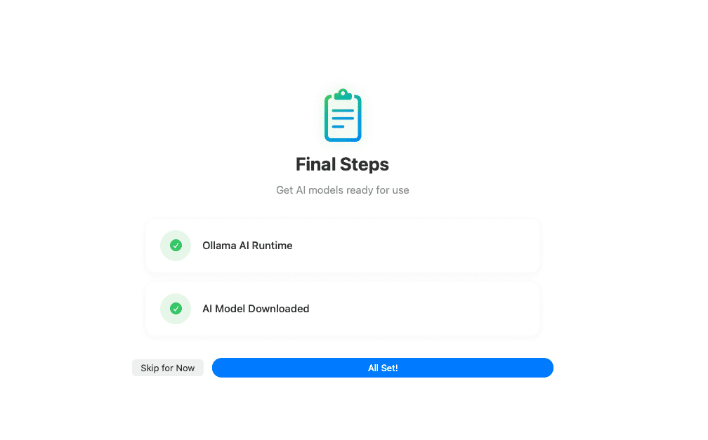Final Steps - Setup checklist